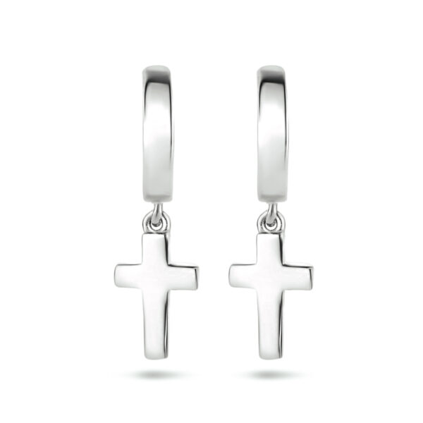 klapoorringen kruis zilver gerhodineerd