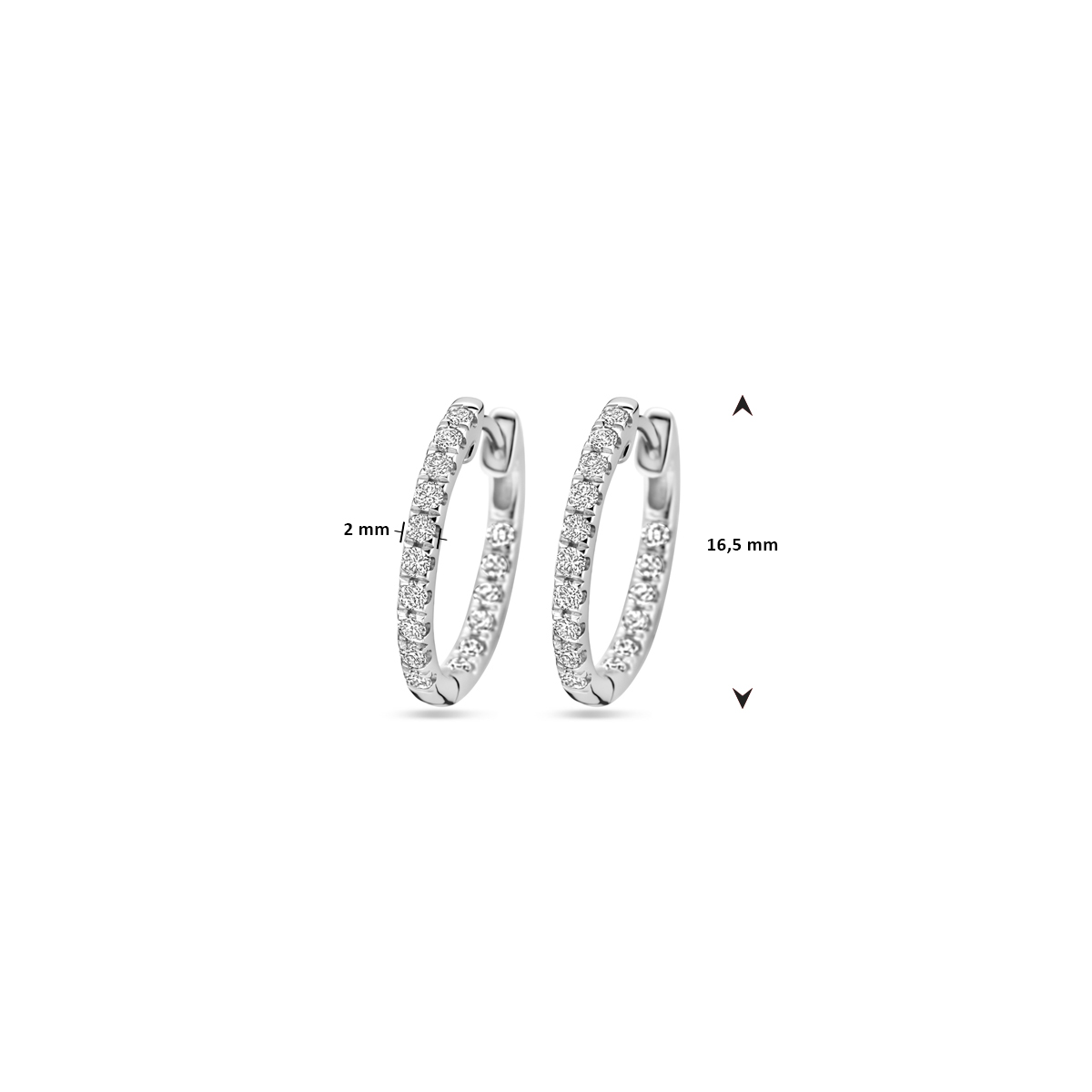 klapoorringen lab grown diamant 0.46ct (2x 0.23ct) h si 14K witgoud - Afbeelding 4