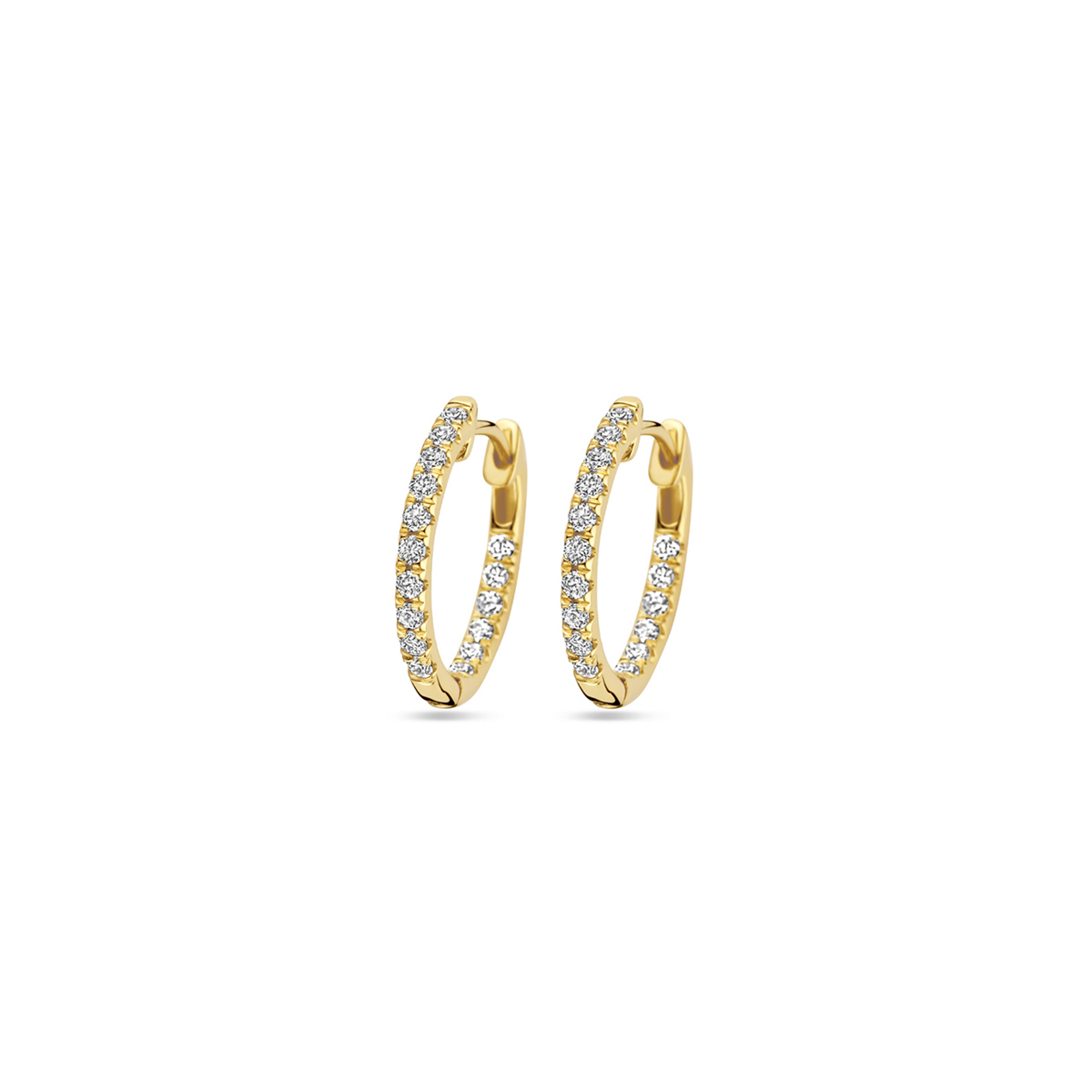 klapoorringen lab grown diamant 0.46ct (2x 0.23ct) h si 16,5 mm 14K geelgoud