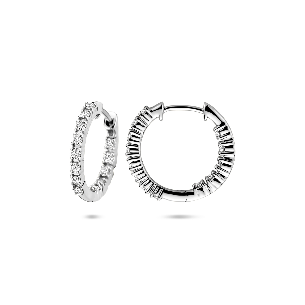 klapoorringen lab grown diamant 0.50ct (2x 0.25ct) h si 17,5 mm 14K witgoud - Afbeelding 3