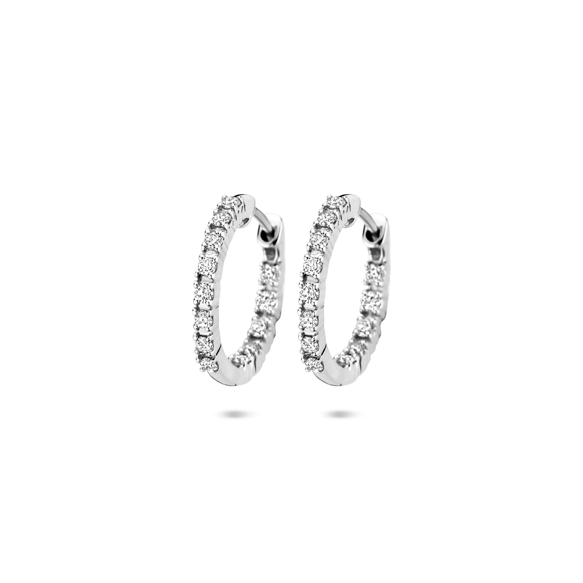 klapoorringen lab grown diamant 0.50ct (2x 0.25ct) h si 17,5 mm 14K witgoud