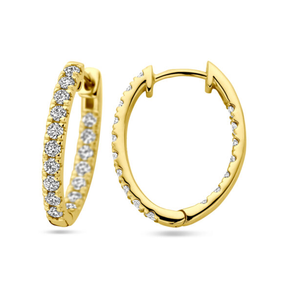 klapoorringen lab grown diamant 0.96ct (2x 0.48ct) h si 20 mm 14K geelgoud - Afbeelding 3