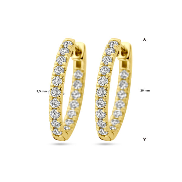 klapoorringen lab grown diamant 0.96ct (2x 0.48ct) h si 20 mm 14K geelgoud - Afbeelding 4