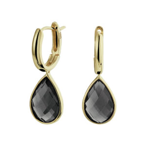 klapoorringen onyx 14K geelgoud