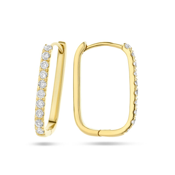 klapoorringen paperclip diamant 0.22ct (2x 0.11ct) h si 14K geelgoud - Afbeelding 3