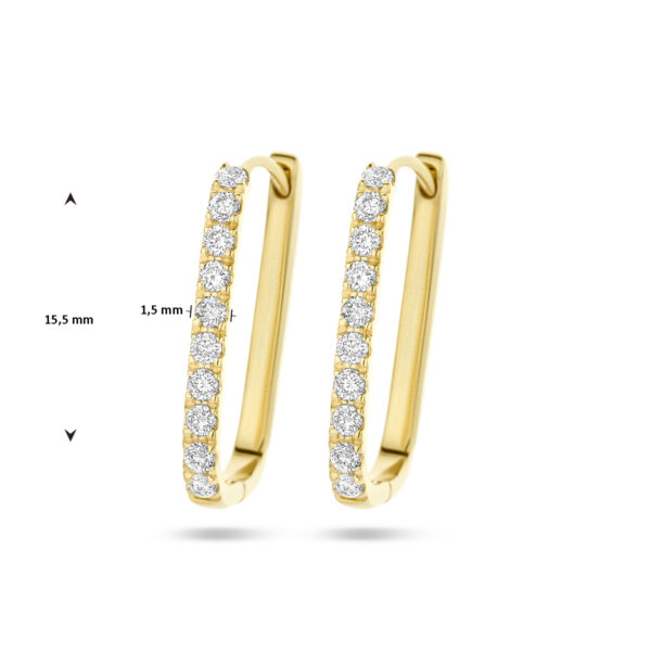 klapoorringen paperclip diamant 0.22ct (2x 0.11ct) h si 14K geelgoud - Afbeelding 4