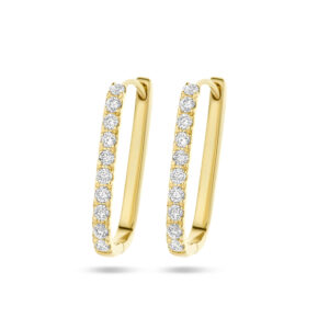 klapoorringen paperclip diamant 0.22ct (2x 0.11ct) h si 14K geelgoud