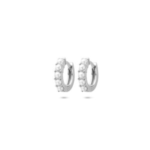 klapoorringen parel 10,5 mm zilver gerhodineerd