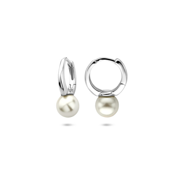 klapoorringen parel 15 mm zilver gerhodineerd - Afbeelding 3