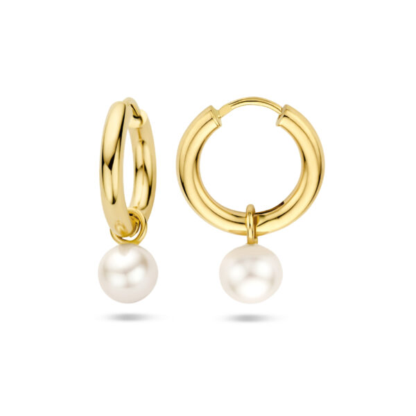 klapoorringen parel 24 mm 14K geelgoud - Afbeelding 3