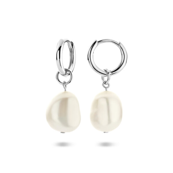 klapoorringen parel 25 mm zilver gerhodineerd - Afbeelding 3