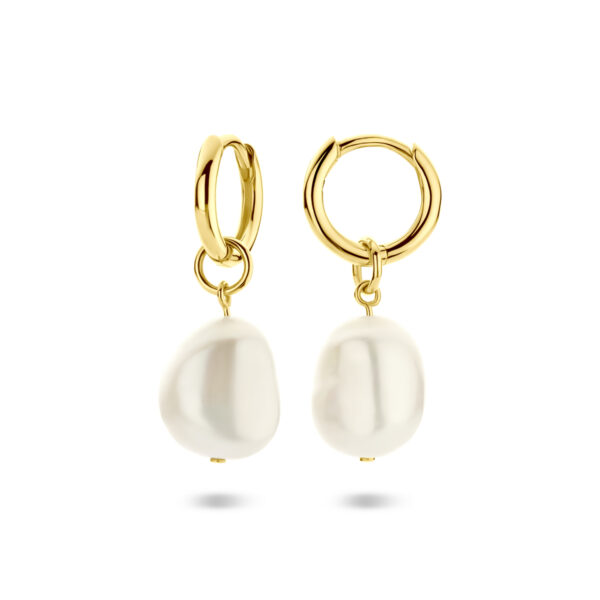 klapoorringen parel 25 mm zilver verguld (geel) - Afbeelding 3