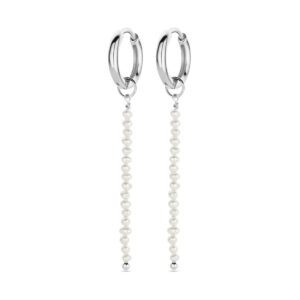 klapoorringen parel 38 mm zilver gerhodineerd