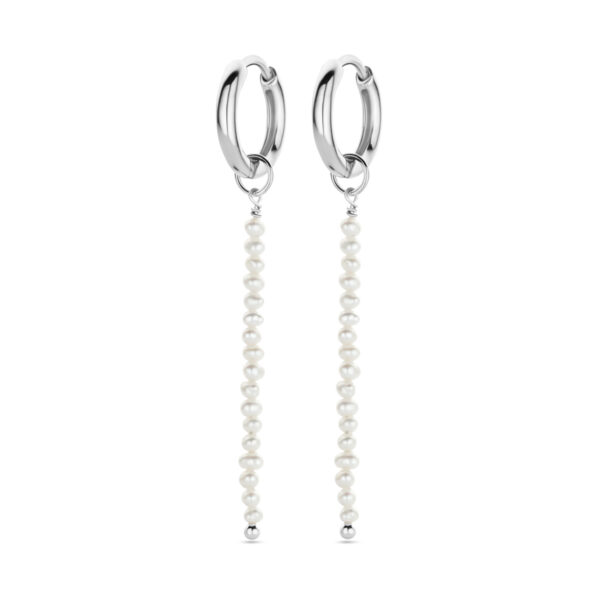 klapoorringen parel 38 mm zilver gerhodineerd