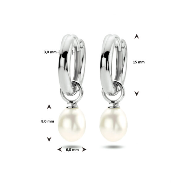 klapoorringen parel zilver gerhodineerd - Afbeelding 5
