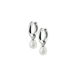 klapoorringen parel zilver gerhodineerd