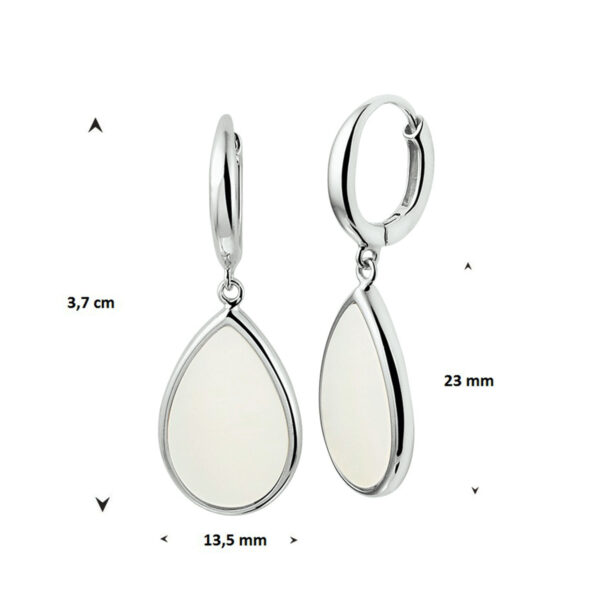 klapoorringen parelmoer zilver gerhodineerd - Afbeelding 4