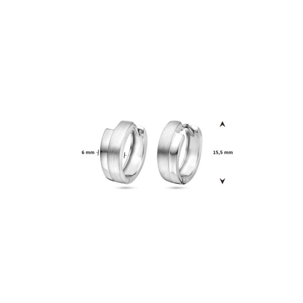 klapoorringen poli/mat 15,5 mm zilver gerhodineerd - Afbeelding 4