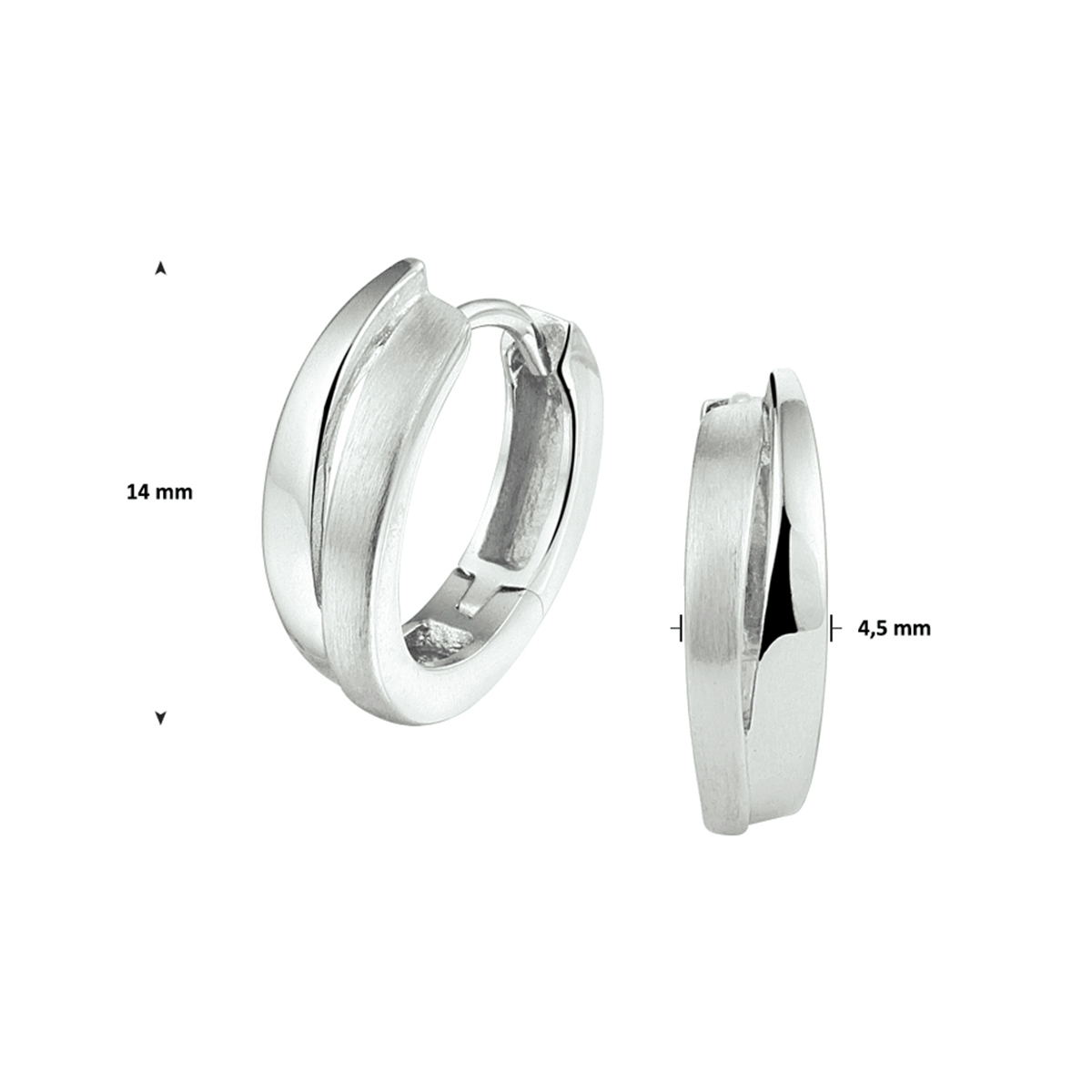 klapoorringen poli/mat zilver gerhodineerd - Afbeelding 2