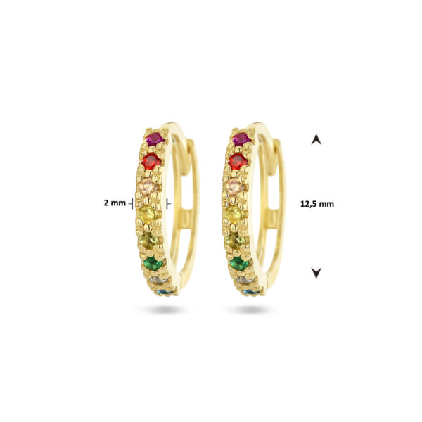 klapoorringen regenboog zirkonia 14K geelgoud - Afbeelding 4