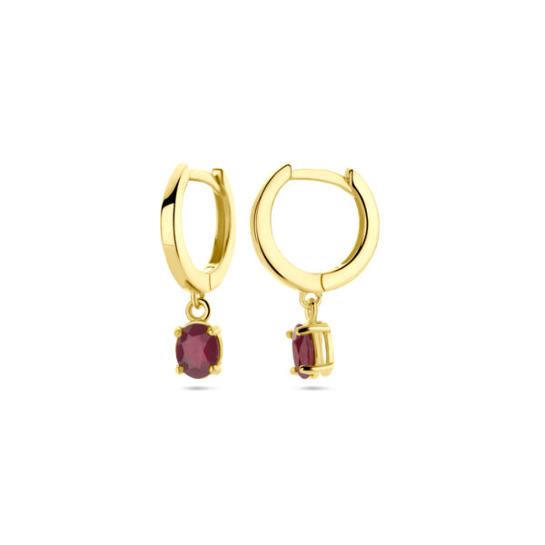 klapoorringen robijn 19 mm 14K geelgoud - Afbeelding 3