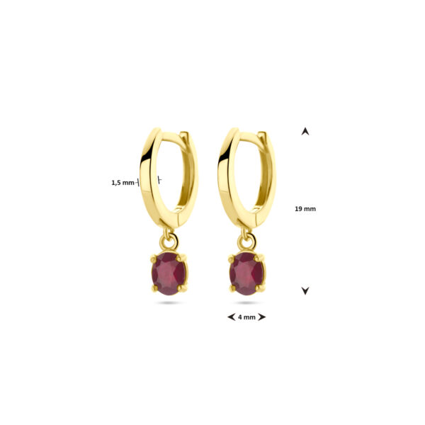klapoorringen robijn 19 mm 14K geelgoud - Afbeelding 4