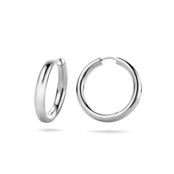 klapoorringen rond zilver gerhodineerd - Afbeelding 3