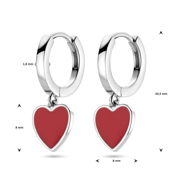 klapoorringen rood emaille zilver gerhodineerd - Afbeelding 4