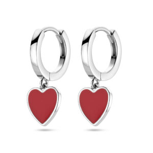 klapoorringen rood emaille zilver gerhodineerd