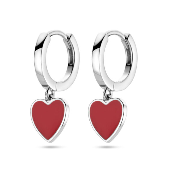klapoorringen rood emaille zilver gerhodineerd