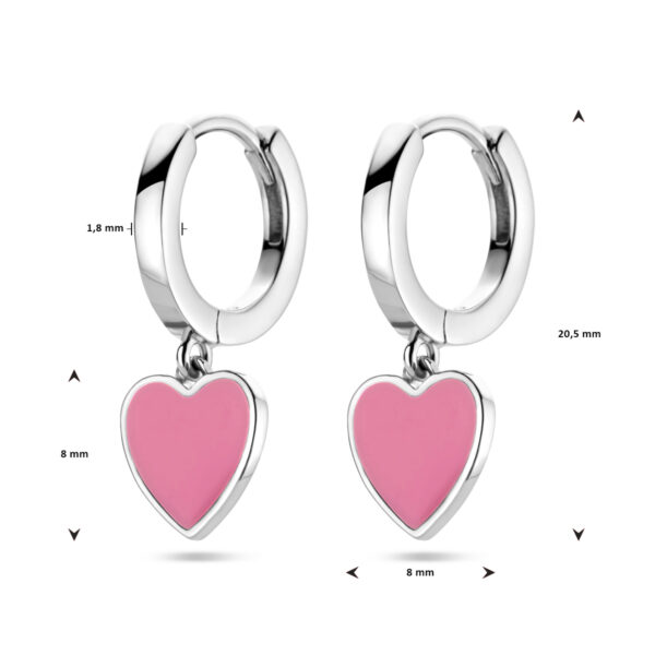 klapoorringen roze emaille zilver gerhodineerd - Afbeelding 4