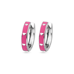klapoorringen roze emaille zilver gerhodineerd