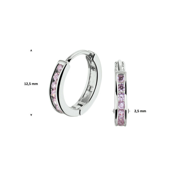 klapoorringen roze zirkonia zilver gerhodineerd - Afbeelding 3