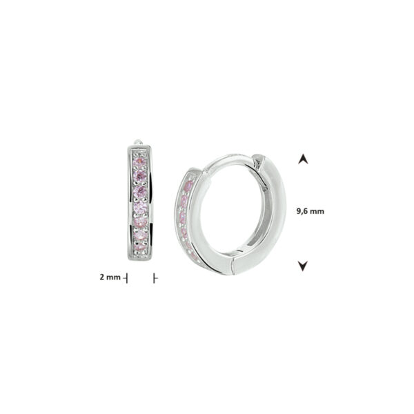 klapoorringen roze zirkonia zilver gerhodineerd - Afbeelding 3