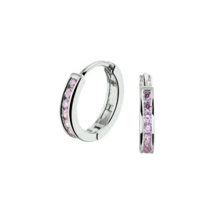 klapoorringen roze zirkonia zilver gerhodineerd