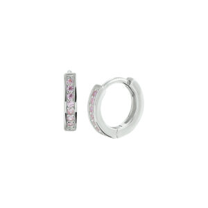 klapoorringen roze zirkonia zilver gerhodineerd