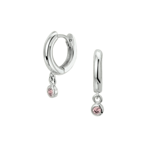klapoorringen roze zirkonia zilver gerhodineerd