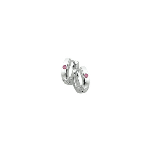 klapoorringen roze zirkonia zilver wit - Afbeelding 2