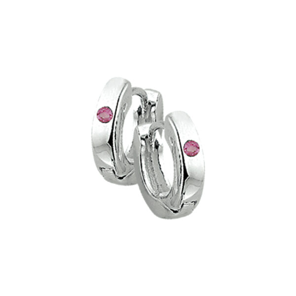 klapoorringen roze zirkonia zilver wit