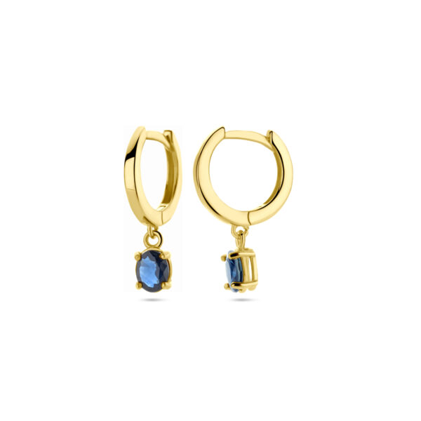 klapoorringen saffier 19 mm 14K geelgoud - Afbeelding 3