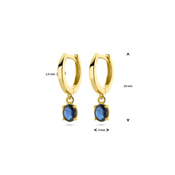 klapoorringen saffier 19 mm 14K geelgoud - Afbeelding 4