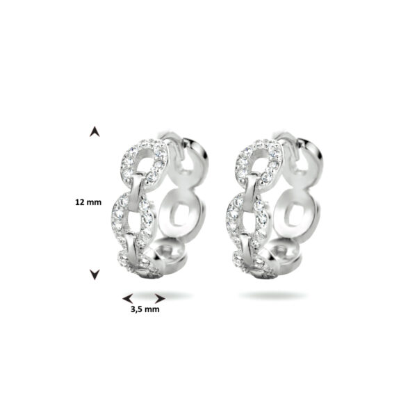 klapoorringen schakel zirkonia zilver gerhodineerd - Afbeelding 4