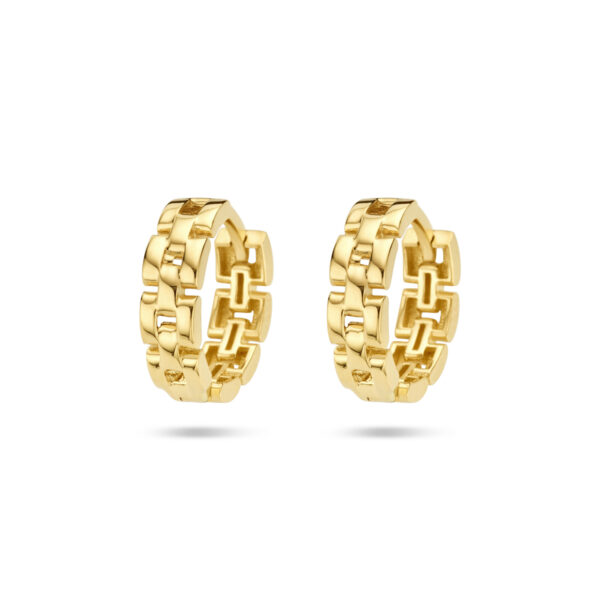 klapoorringen schakelmotief 14K geelgoud