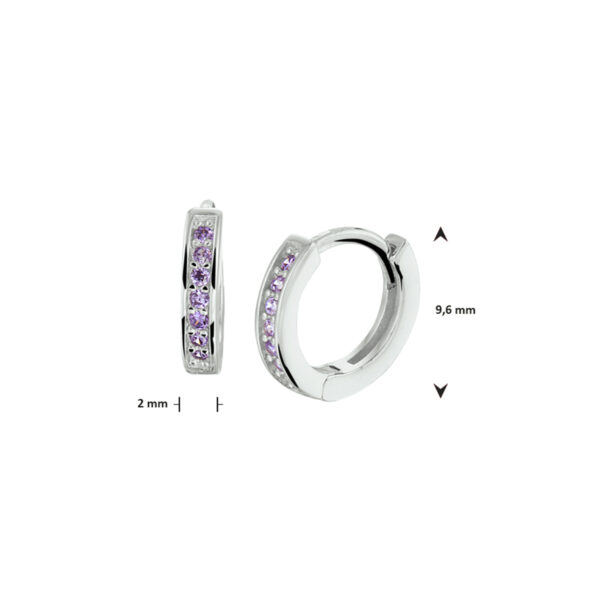 klapoorringen synth. amethist zilver gerhodineerd - Afbeelding 3