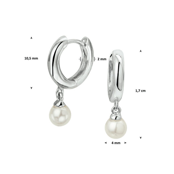 klapoorringen synth. parel zilver gerhodineerd - Afbeelding 2