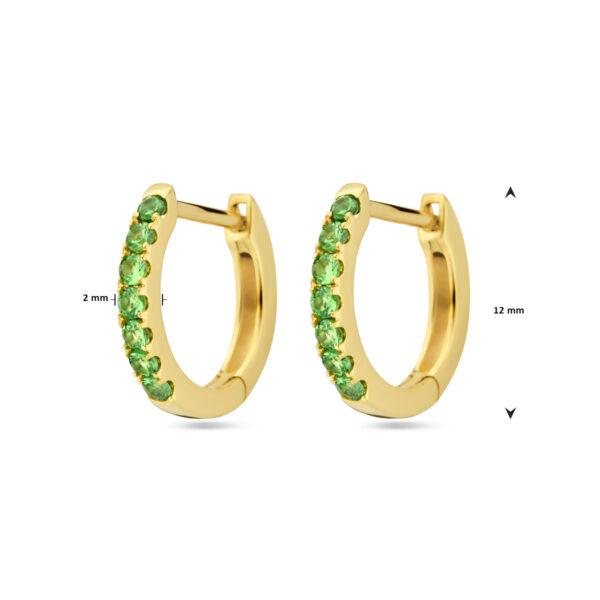 klapoorringen tsavoriet 12 mm 14K geelgoud - Afbeelding 4