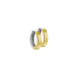 klapoorringen vlak 14K bicolor goud geel/wit