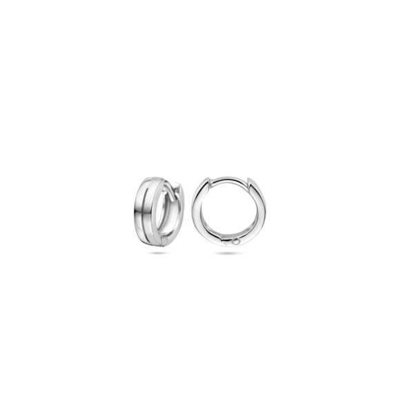 klapoorringen vlak poli/mat 11,5 mm zilver gerhodineerd - Afbeelding 3