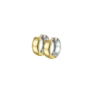 klapoorringen vlakke buis 14K bicolor goud geel/wit