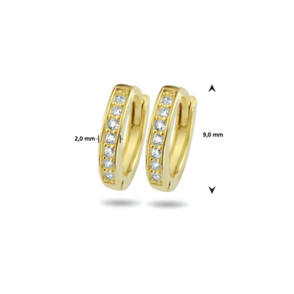 klapoorringen zirkonia 1 micron 9 mm zilver verguld (geel) - Afbeelding 3
